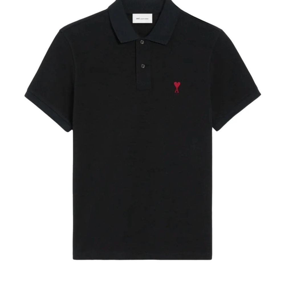 Ami Black Shirt with Red Heart Emblem